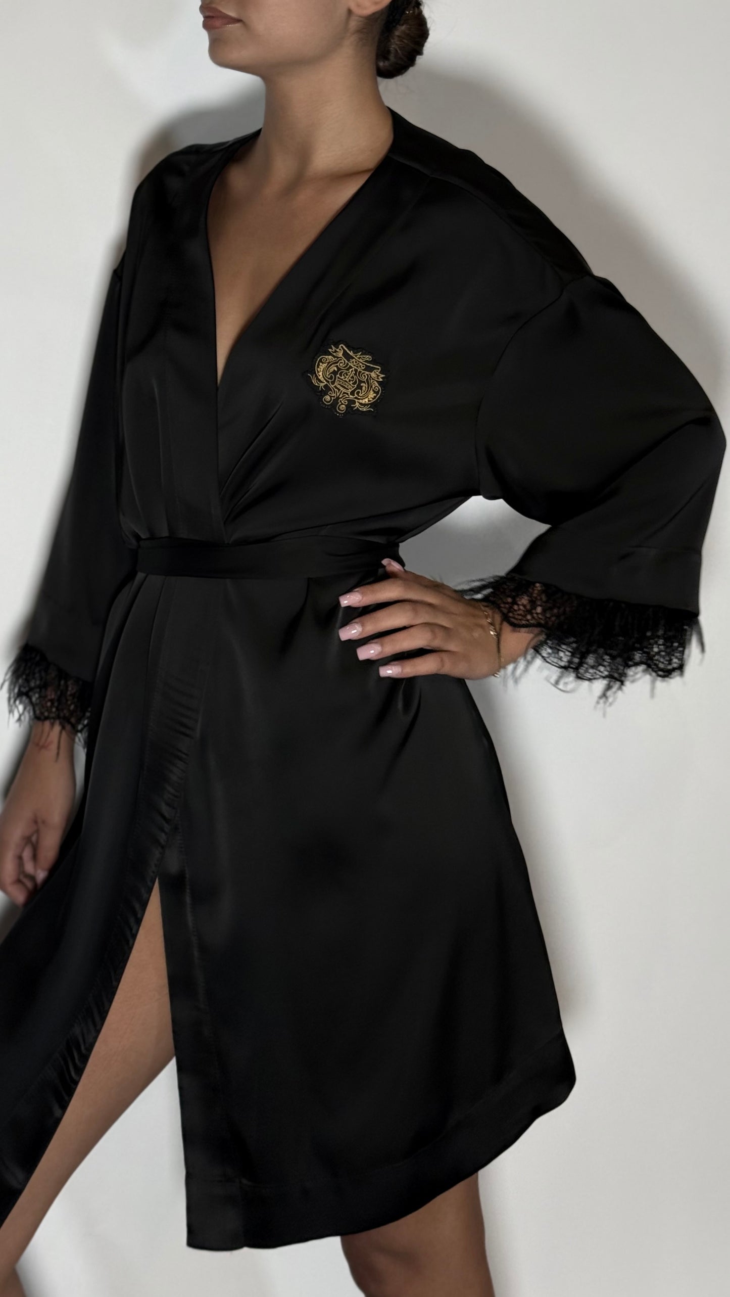 Black Robe with Feathers