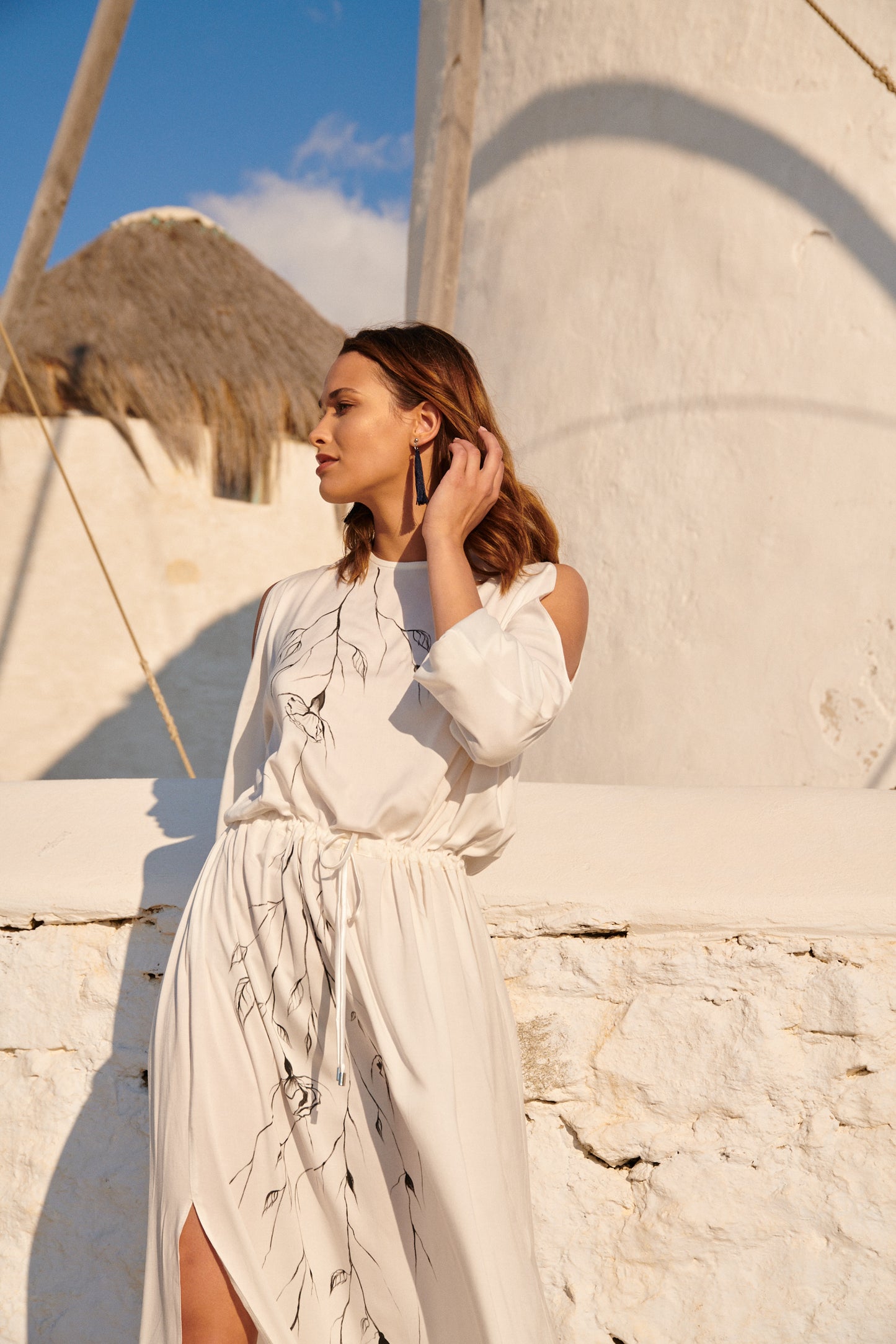Flowers White Long Dress